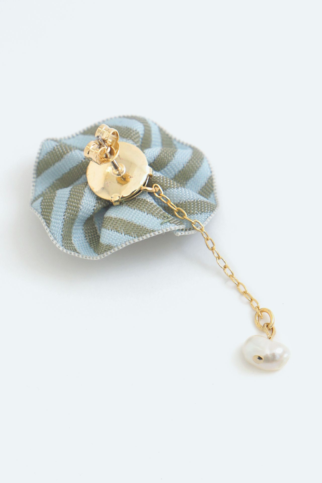 パール　ボタン　チロリアンテープ　イヤリング　リボン　ヴィンテージ　緑　ビジュー パール ボタン チロリアンテープ イヤリング リボン ヴィンテージ 緑