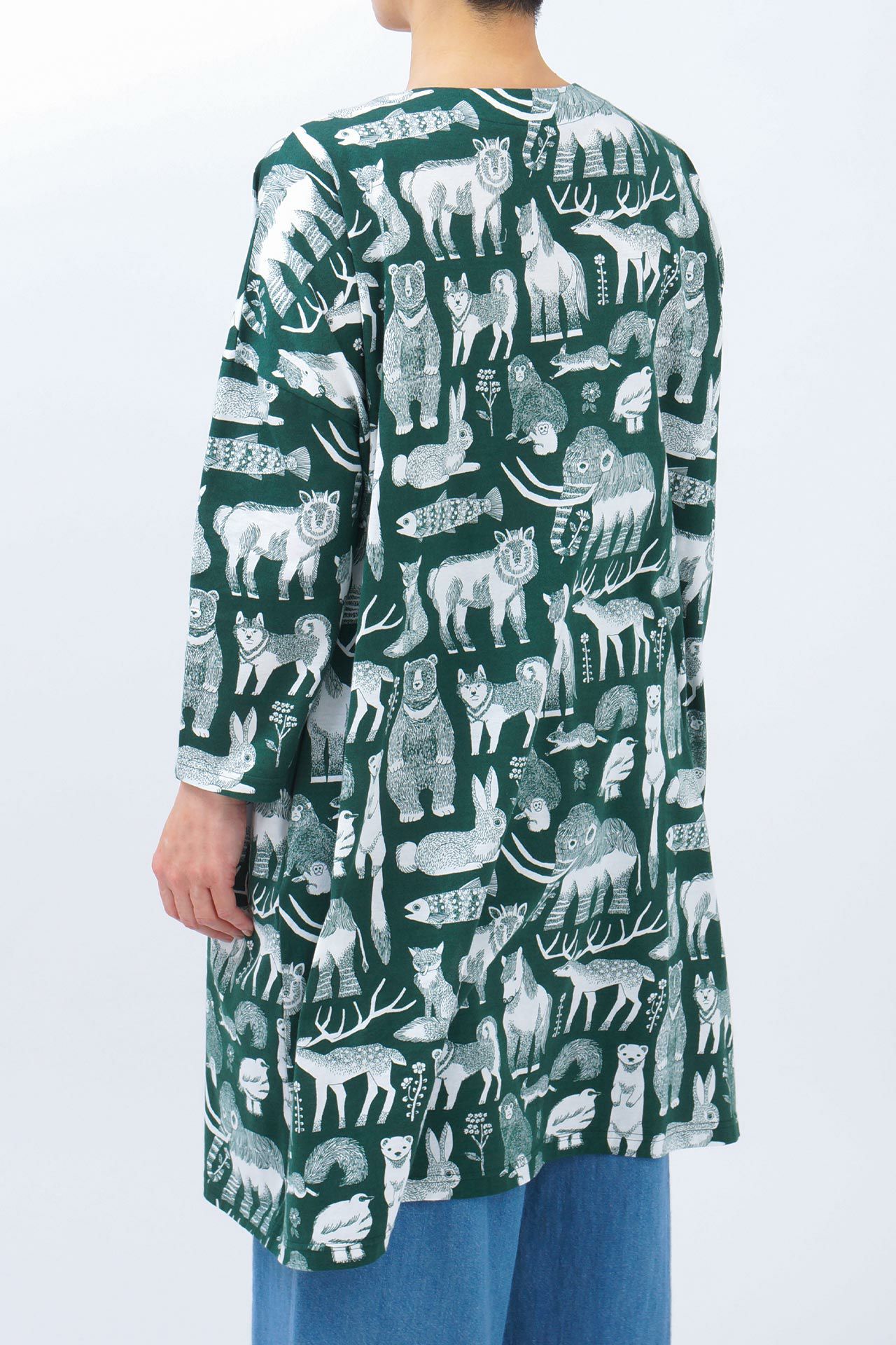 マーブルシュッド　nagano nature ワンピース　動物　24ss Nagano Nature 袖リブOP | marble SUD (Women