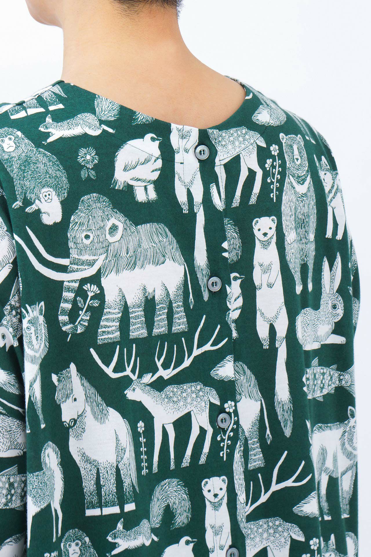 マーブルシュッド　nagano nature ワンピース　動物　24ss Nagano Nature 袖リブOP | marble SUD (Women