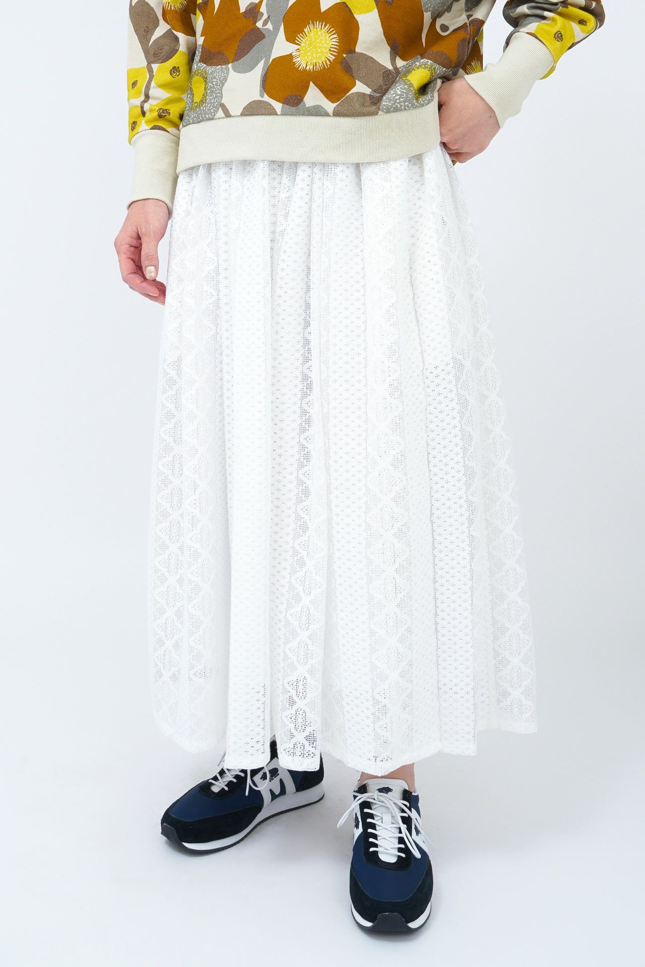 marble sud 07DS074012 FOLKS Skirt 刺繍 ギャザー ロングスカート  