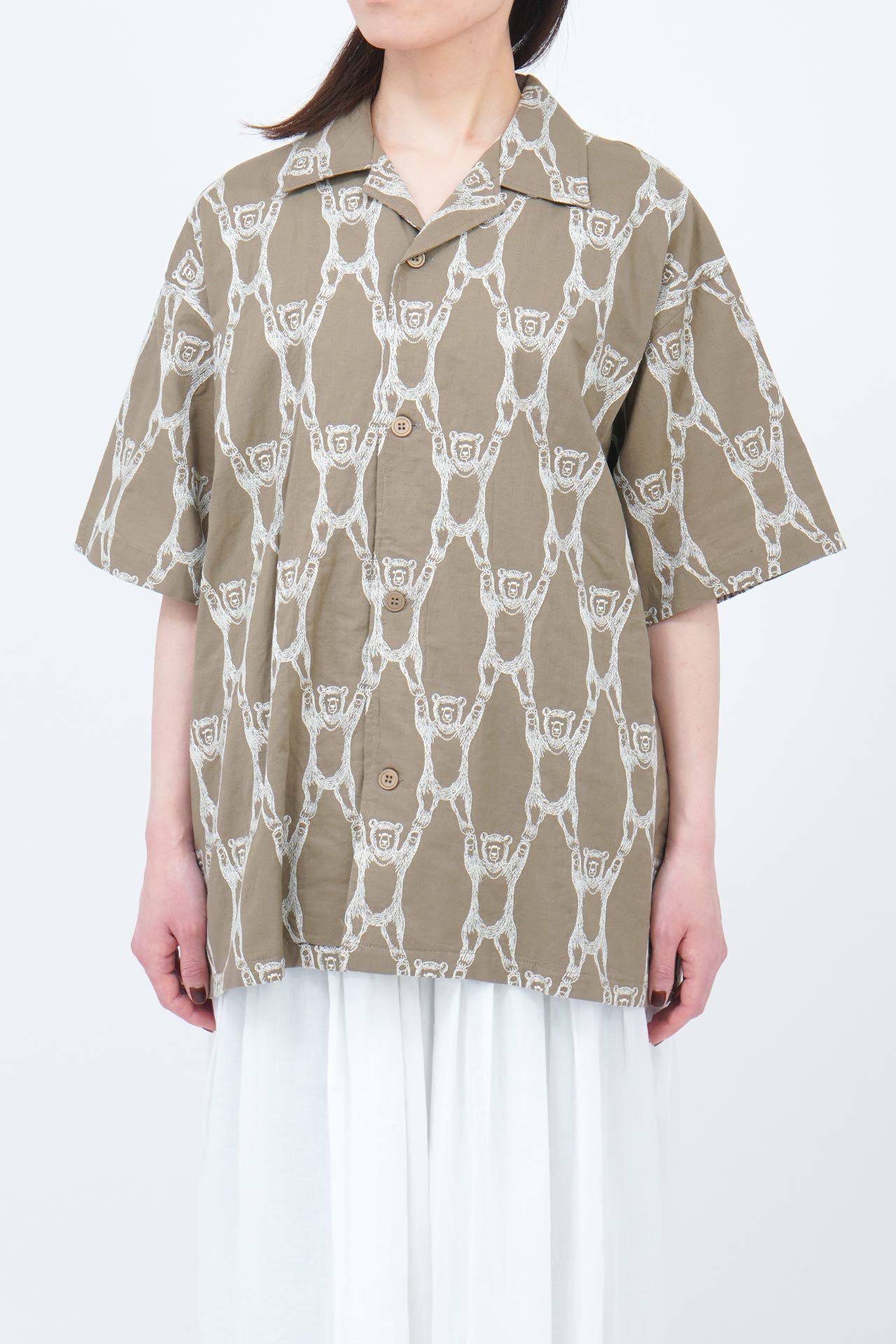 ☆ヤッホーベア(布帛) 開襟Shirt | marble SUD(マーブルシュッド