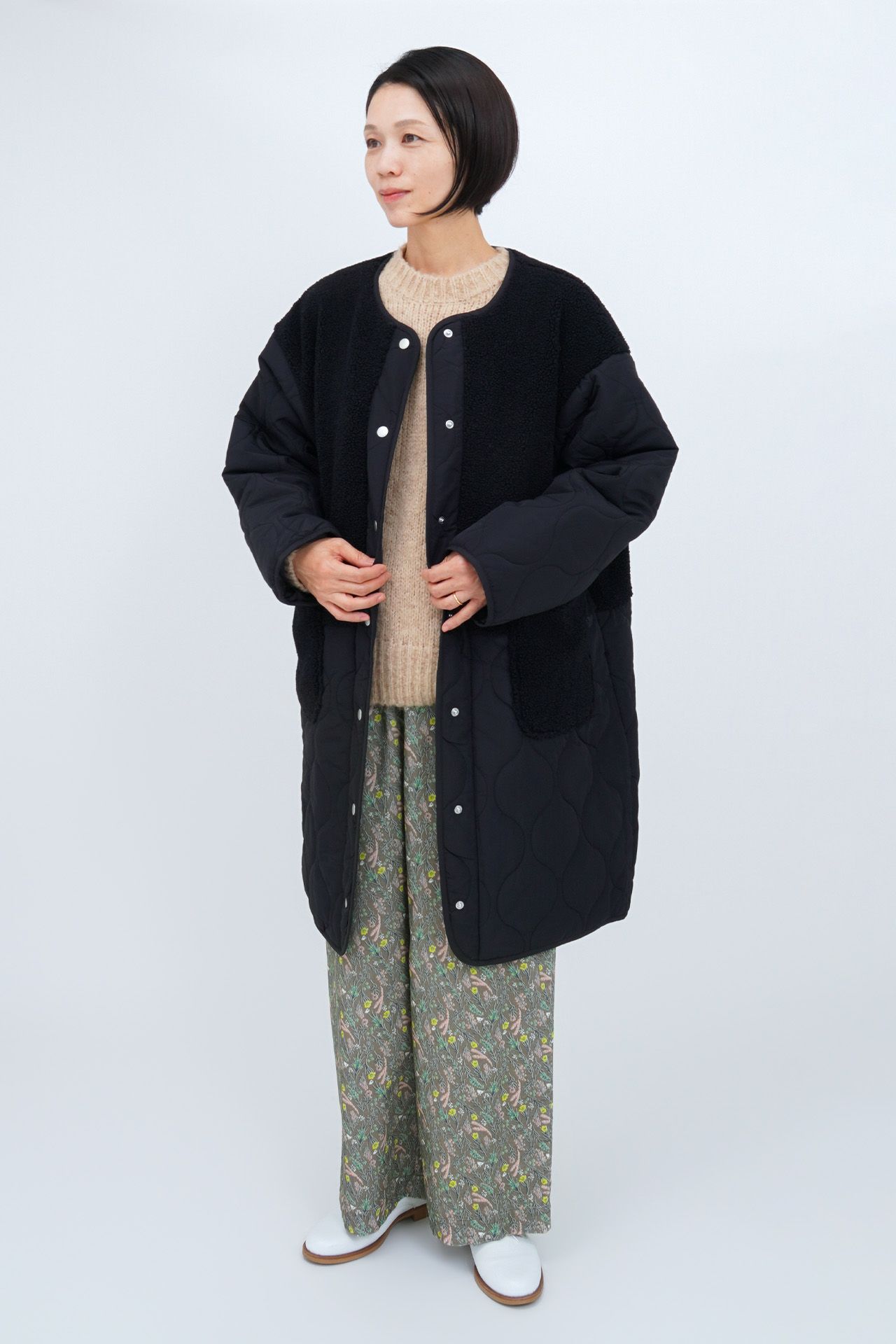 PESQUEIRA × くだらない marble sud ショートボアキルトジャケット