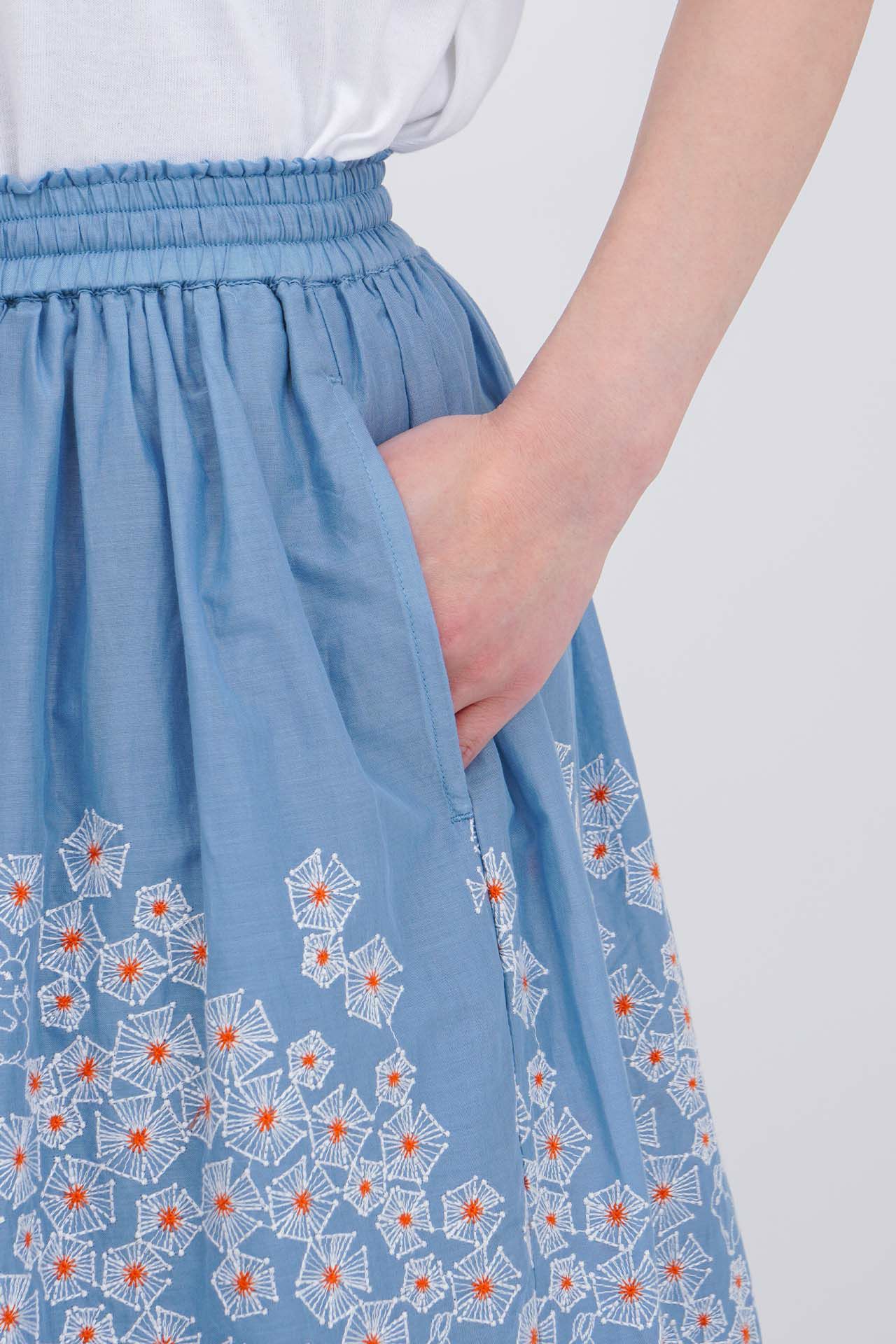 美品 マーブルシュッド trick flower ベロア ギャザー スカート