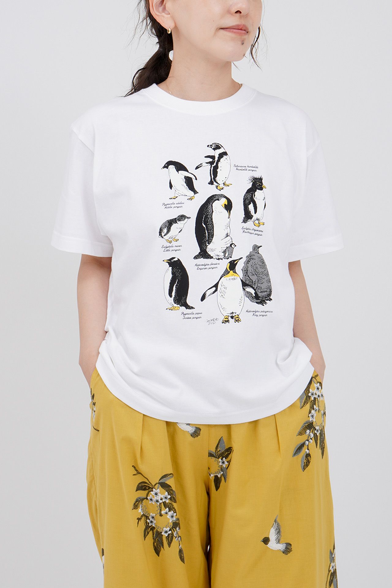 Marble SUD クリーム色 Tシャツ marble SUD / マーブルシュッド | ステッチワーク クルーネック