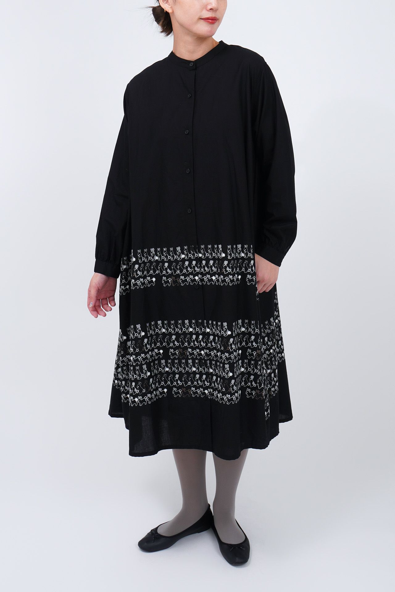 うさぎLOTS フレアシャツワンピース | marble SUD(マーブルシュッド