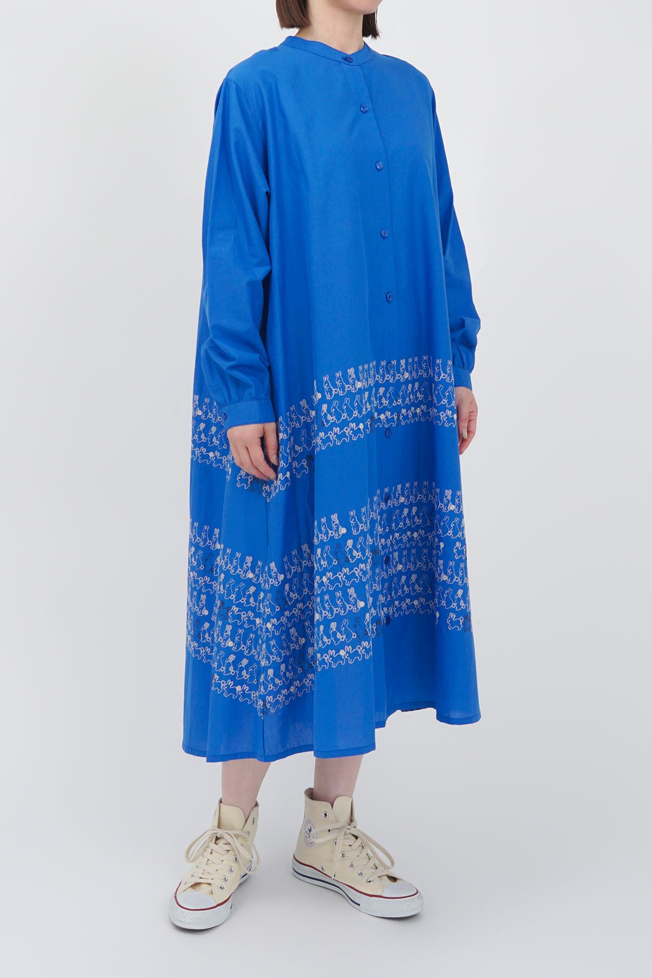 うさぎLOTS フレアシャツワンピース | marble SUD(マーブルシュッド