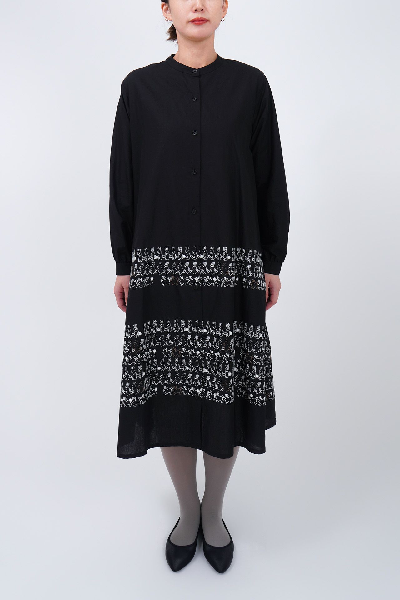 うさぎLOTS フレアシャツワンピース | marble SUD(マーブルシュッド