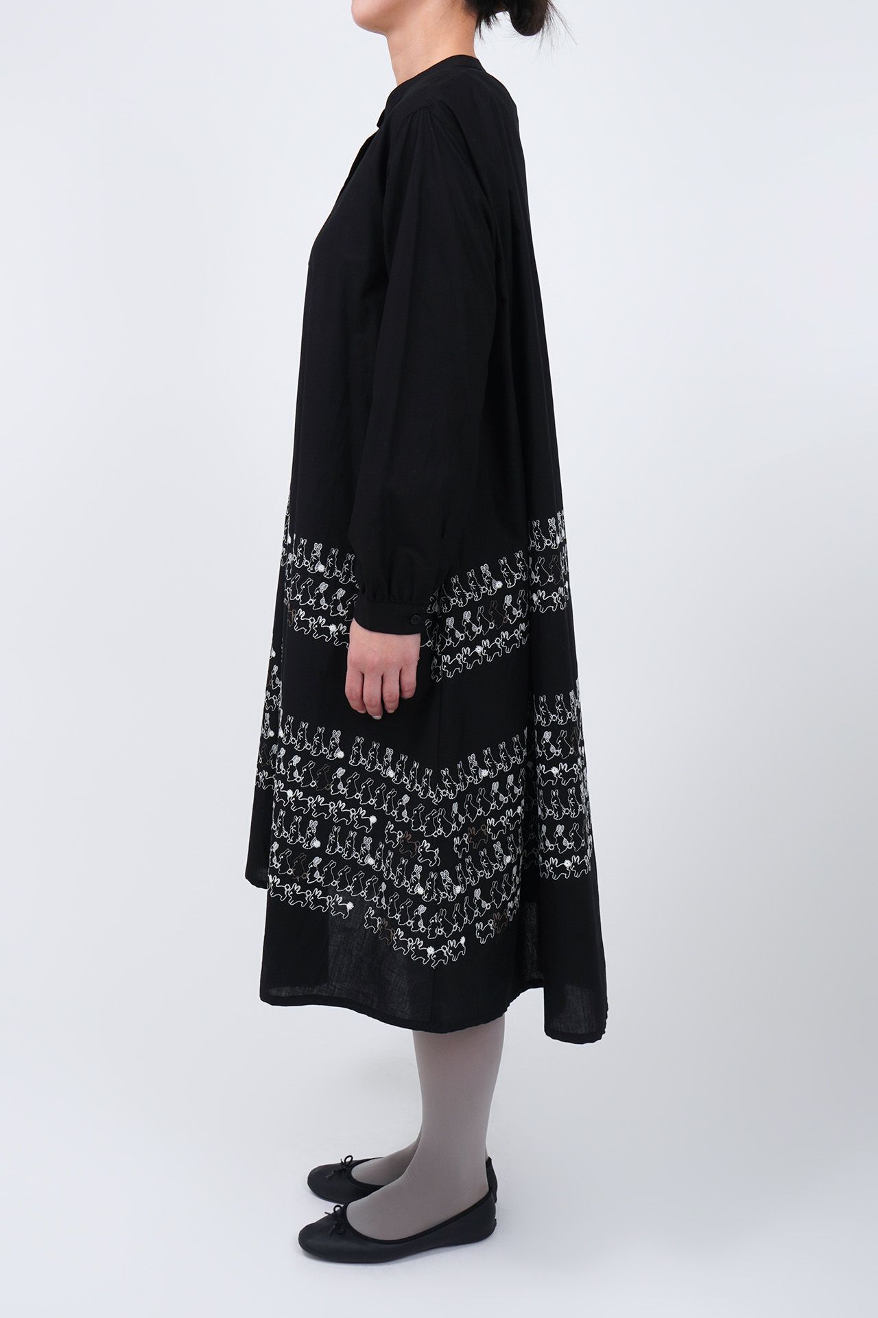 うさぎLOTS フレアシャツワンピース | marble SUD(マーブルシュッド