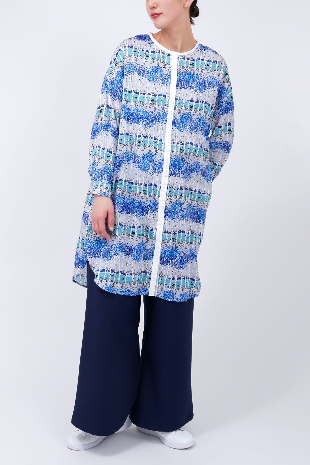 shirakaba ノーカラーシャツワンピース | marble SUD(マーブルシュッド