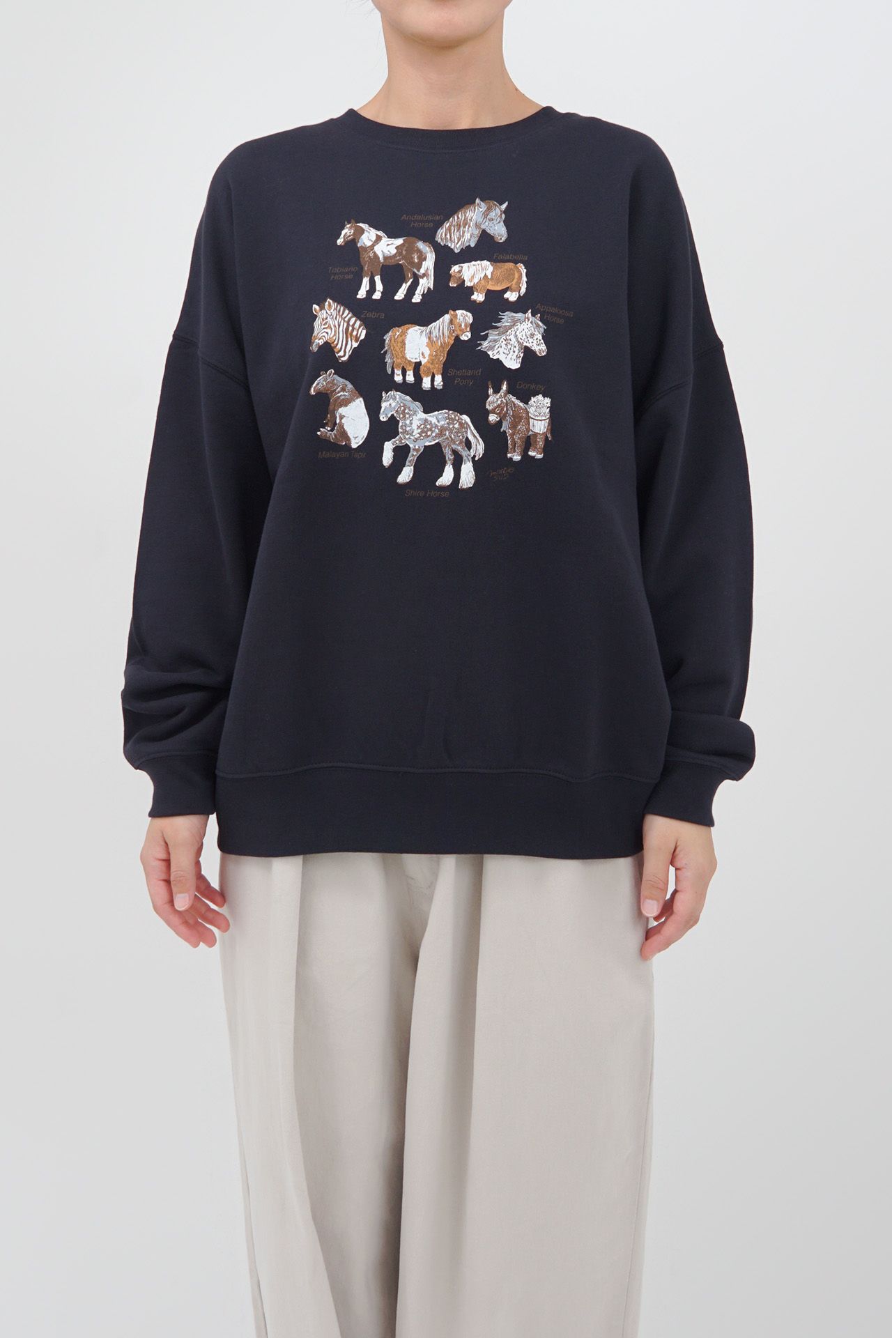 再生産予約】Zukan Horse LONG SWEAT | marble SUD(マーブルシュッド