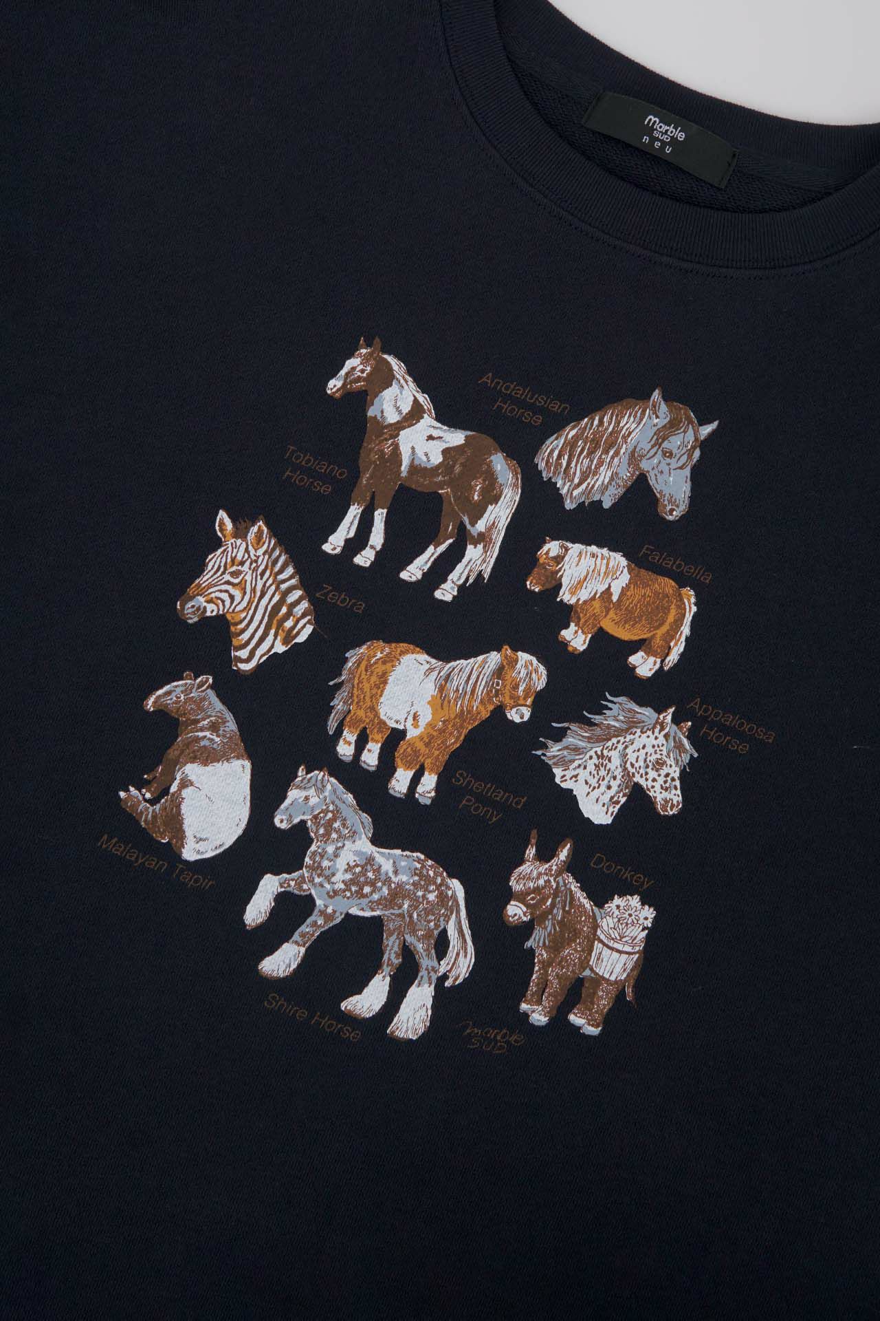 再生産予約】Zukan Horse LONG SWEAT | marble SUD(マーブルシュッド